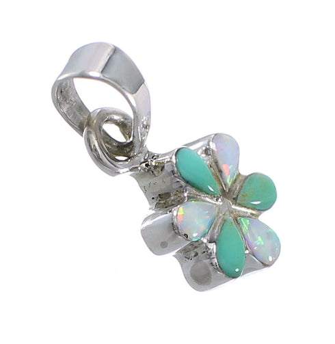 Sterling Silver Turquoise Opal Flower Pendant YX77573